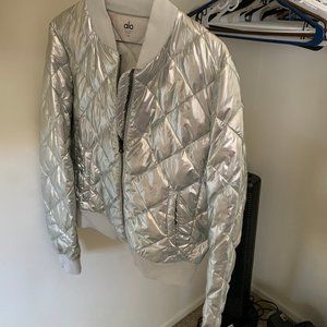 Silver ALO Yoga Bomber